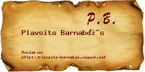 Plavsits Barnabás névjegykártya